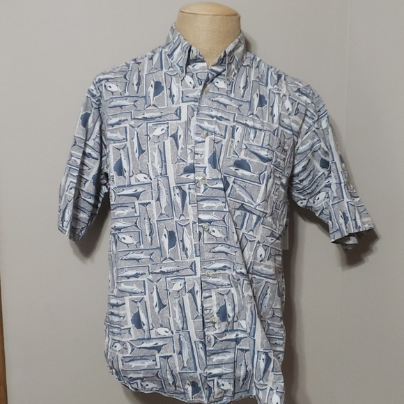 Columbia fish pattern short sleeve button down - Picture 3 of 5